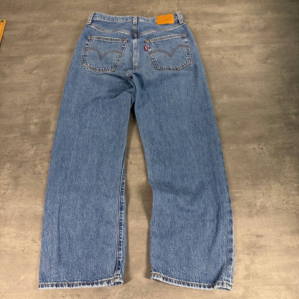 Levis Ribcage Straight Ankle Jeans Womens 27 Blue Distressed Premium High Rise - Picture 2 of 13